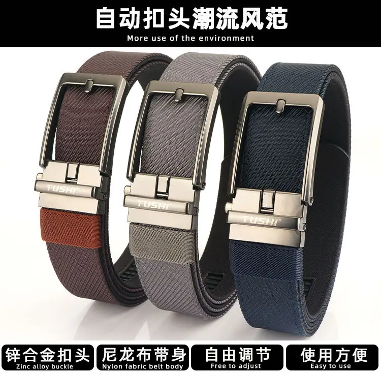 Men's Green Nylon Belt with Silver Buckle — feature 3