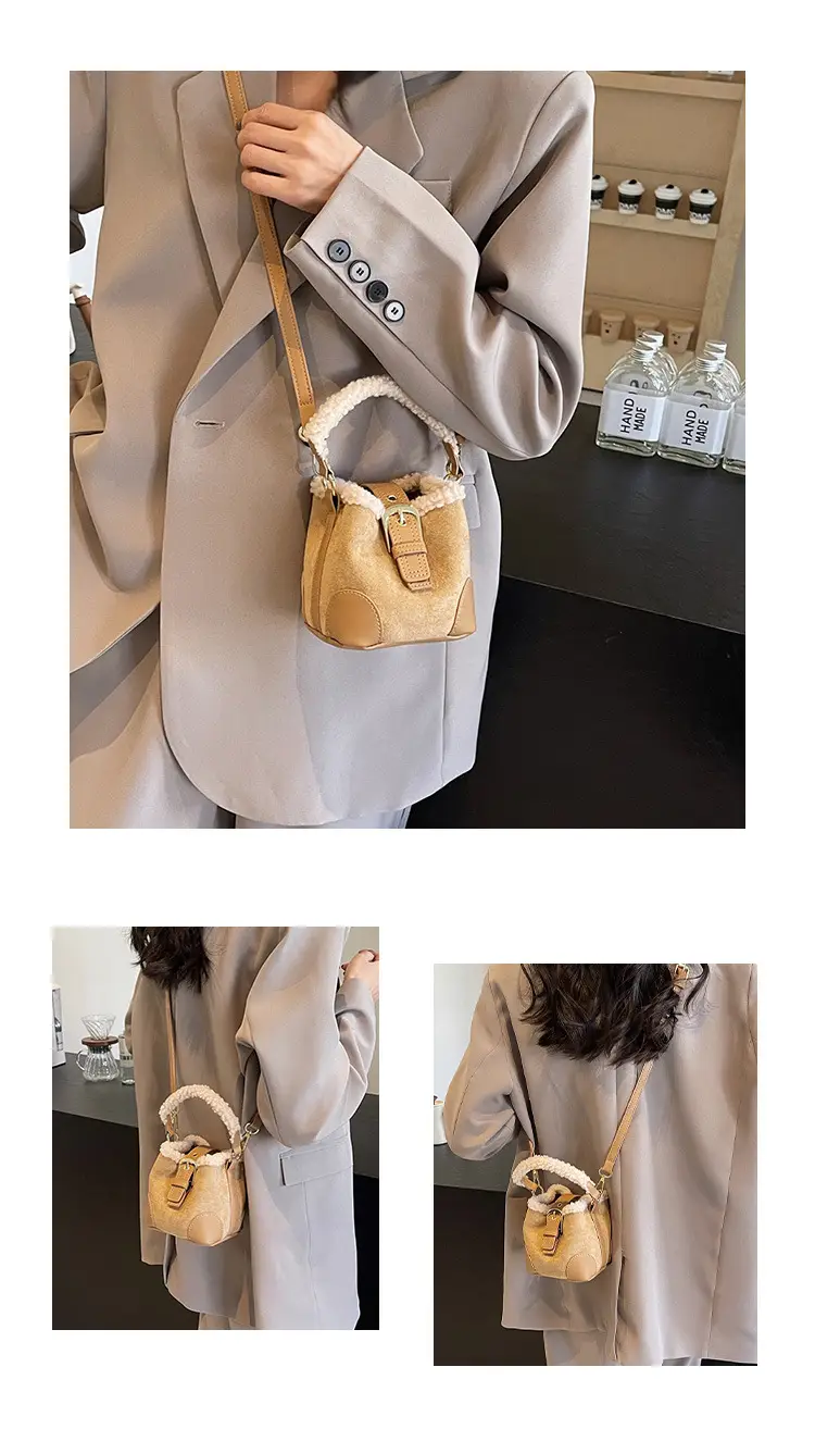 Lamb Wool Mini Bucket Bag Brown 2024 — feature 10