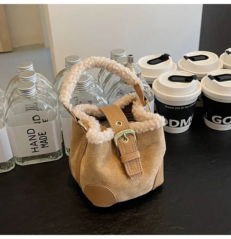 Lamb Wool Mini Bucket Bag Brown 2024 — feature 24