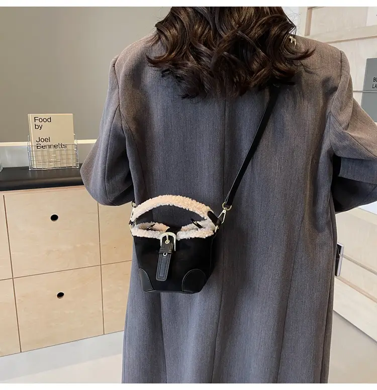 Lamb Wool Mini Bucket Bag Brown 2024 — feature 36