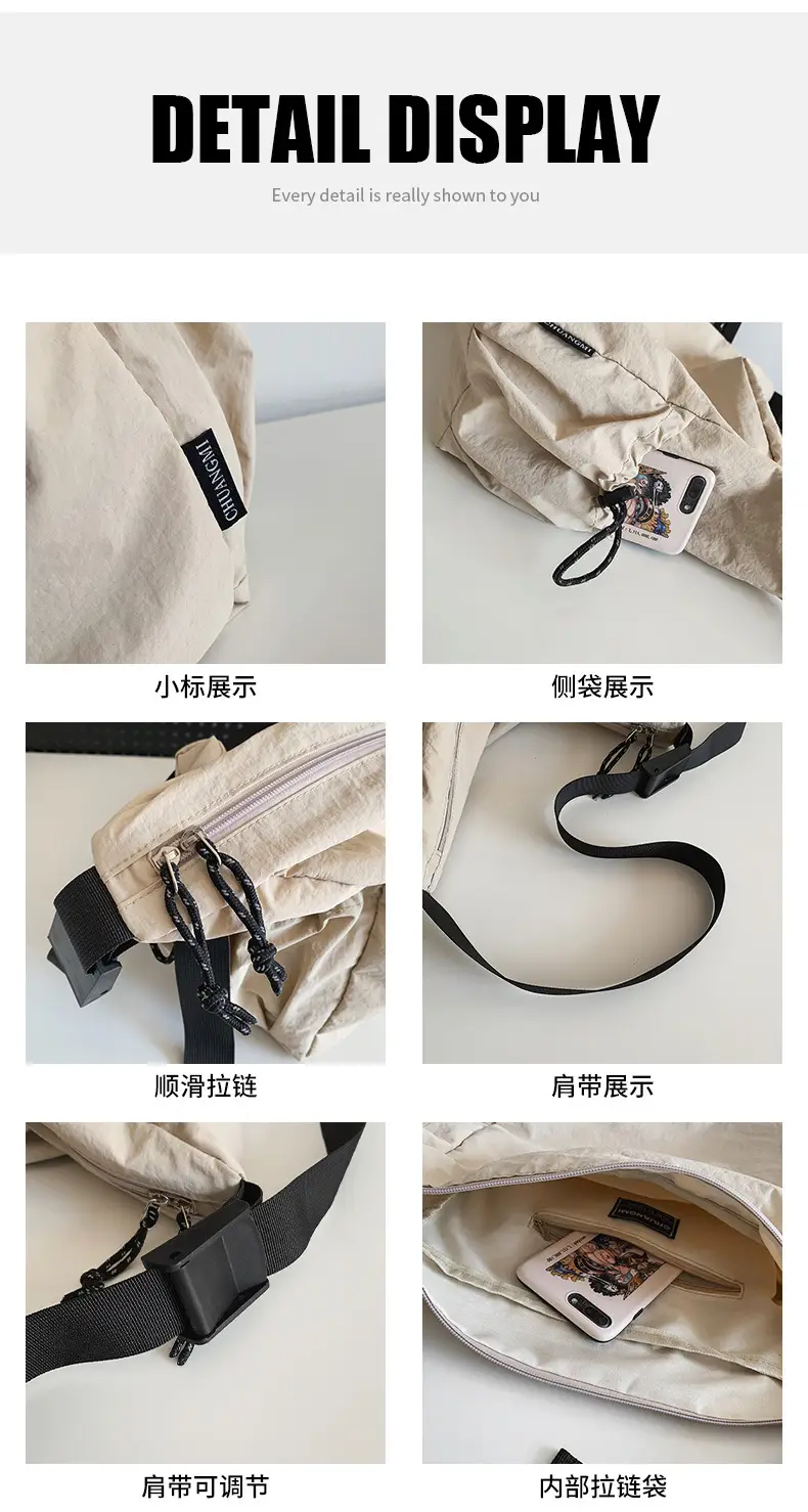 Large Capacity Retro Nylon Shoulder Bag for Men Women — feature 16