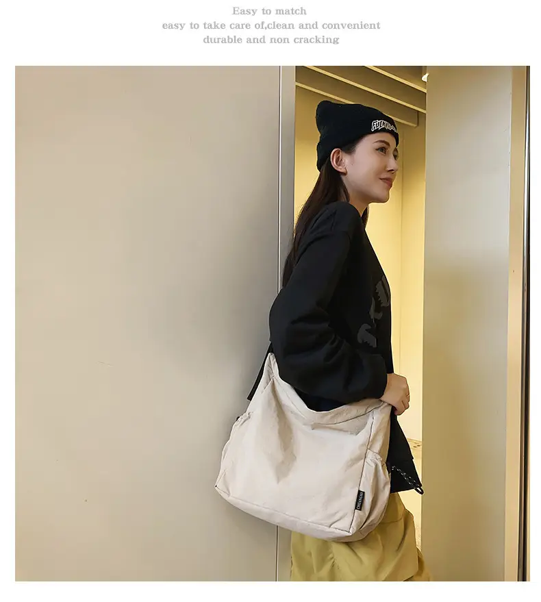 Large Capacity Retro Nylon Shoulder Bag for Men Women — feature 22