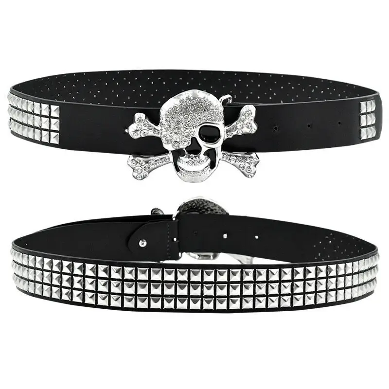 Black Rivet Hip Hop Belt for Men Women - Image 6