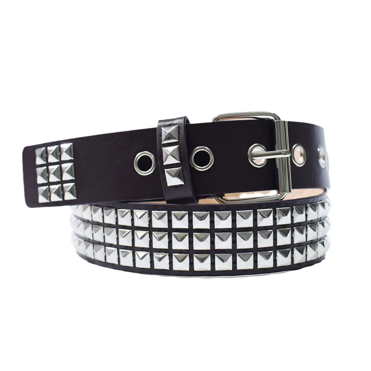 Black Rivet Hip Hop Belt for Men Women - Image 7