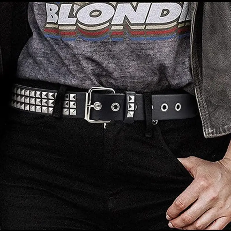 Black Rivet Hip Hop Belt for Men Women — feature 3