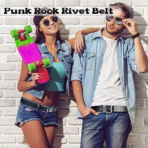 Black Rivet Hip Hop Belt for Men Women — feature 5