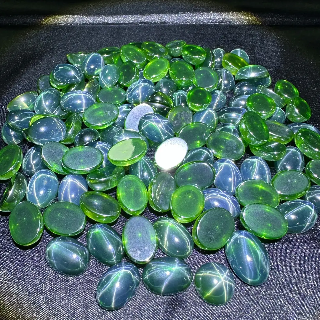 Green Starlight Stone Six Pointed Ring Inlays