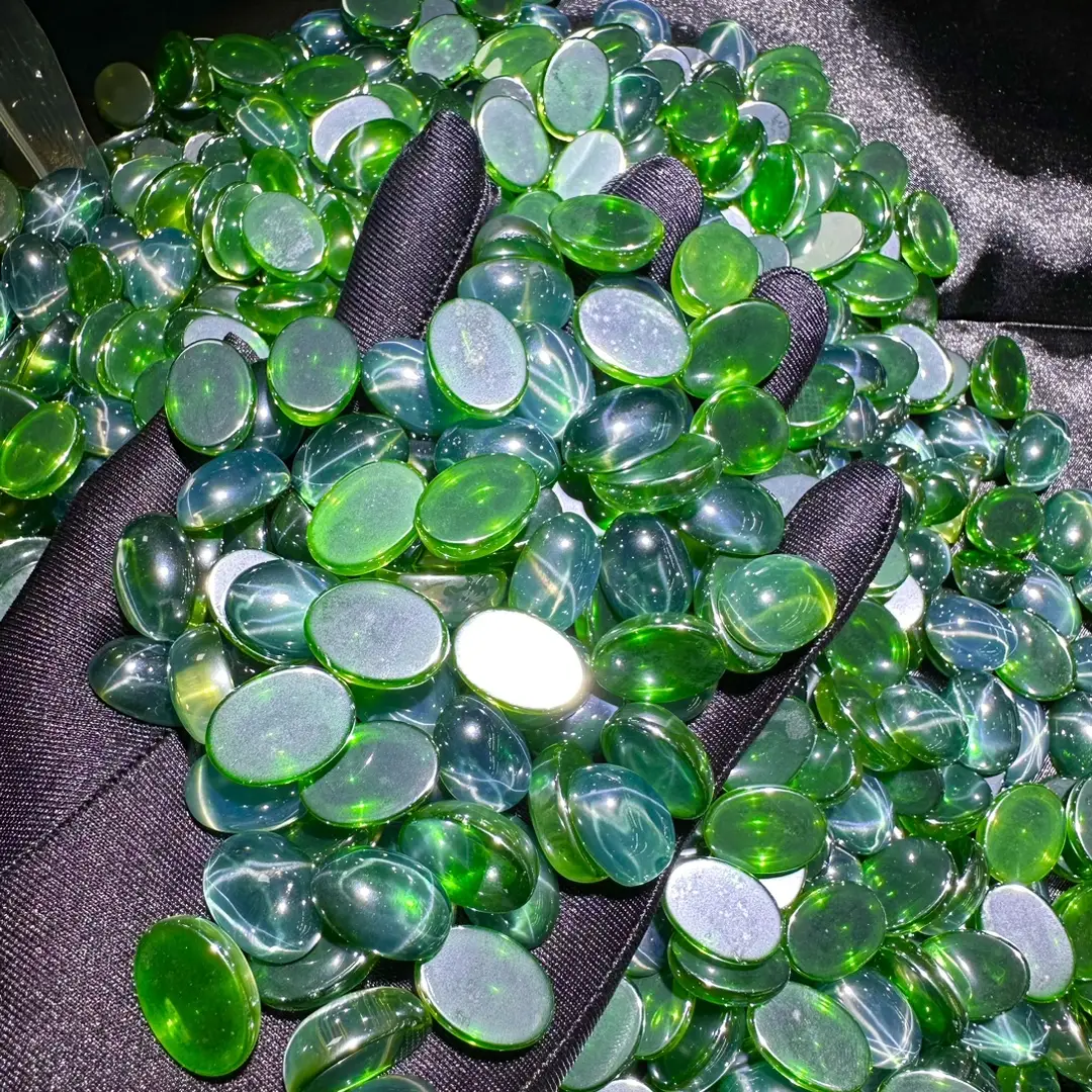 Green Starlight Stone Six Pointed Ring Inlays