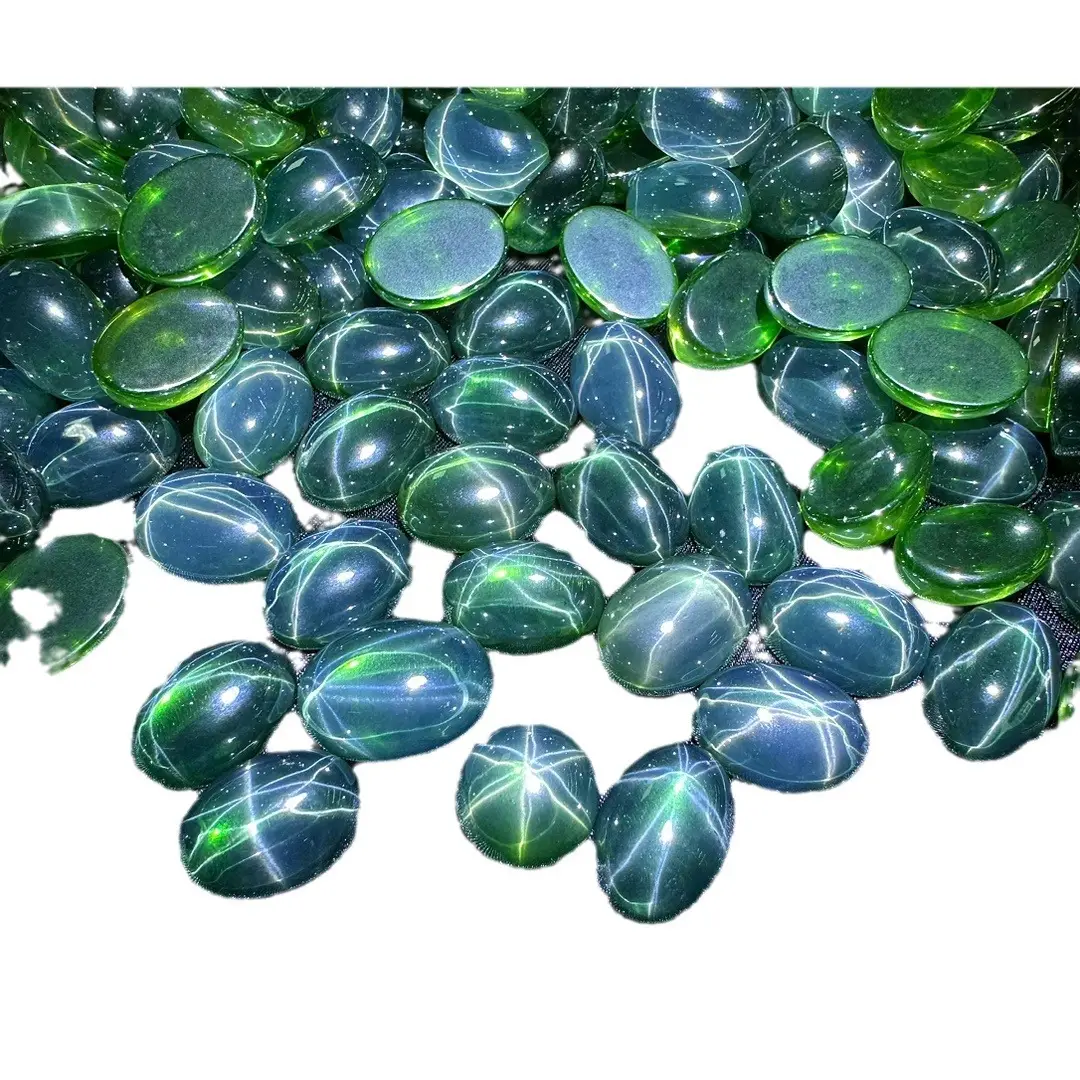 Green Starlight Stone Six Pointed Ring Inlays