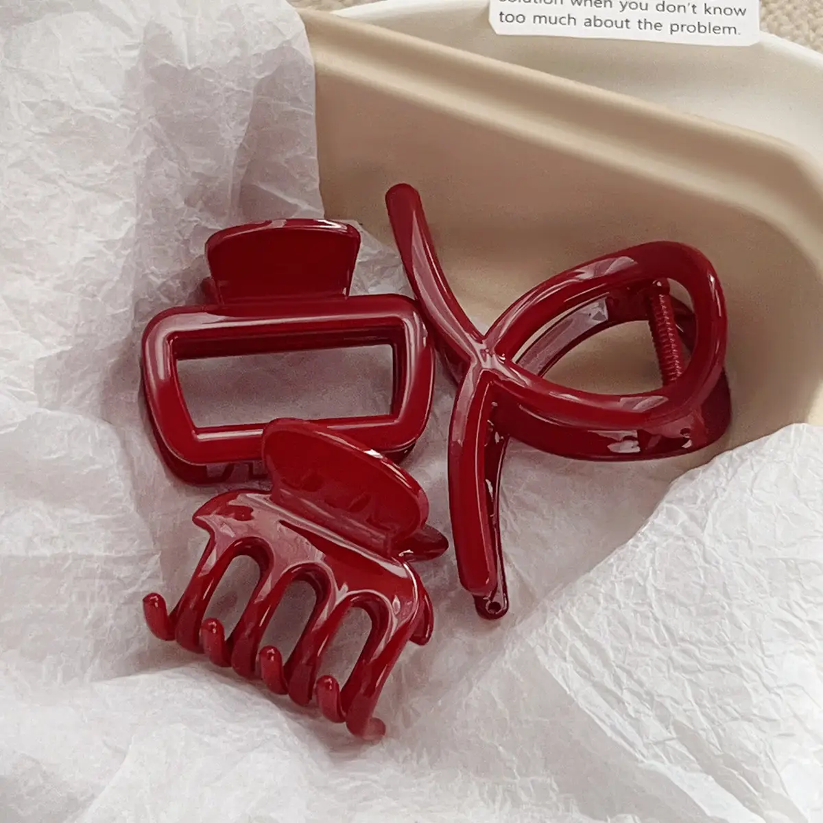 Red Large Hair Clip for Women's Niche Back of Head - Image 7