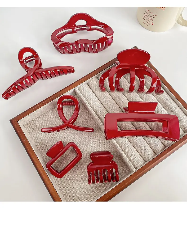 Red Large Hair Clip for Women's Niche Back of Head — feature 11