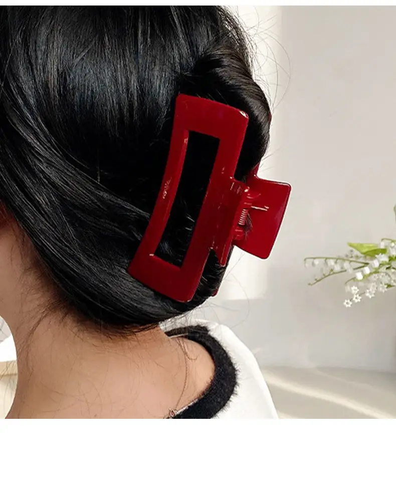 Red Large Hair Clip for Women's Niche Back of Head — feature 13