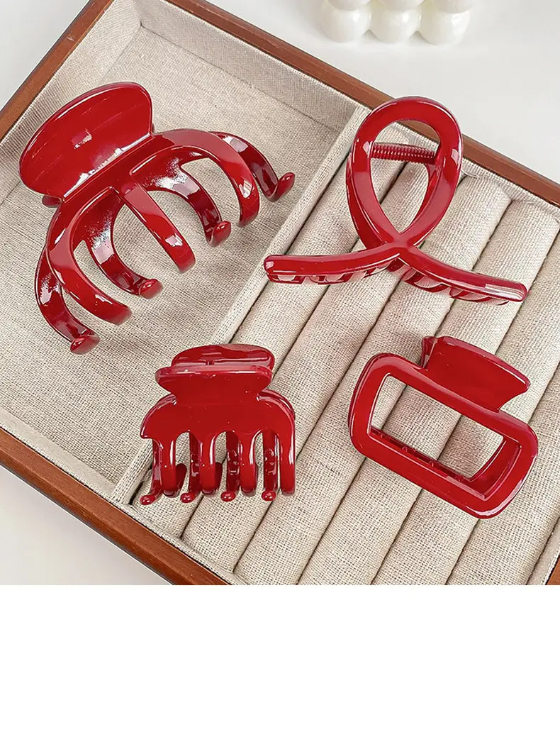 Red Large Hair Clip for Women's Niche Back of Head — feature 14