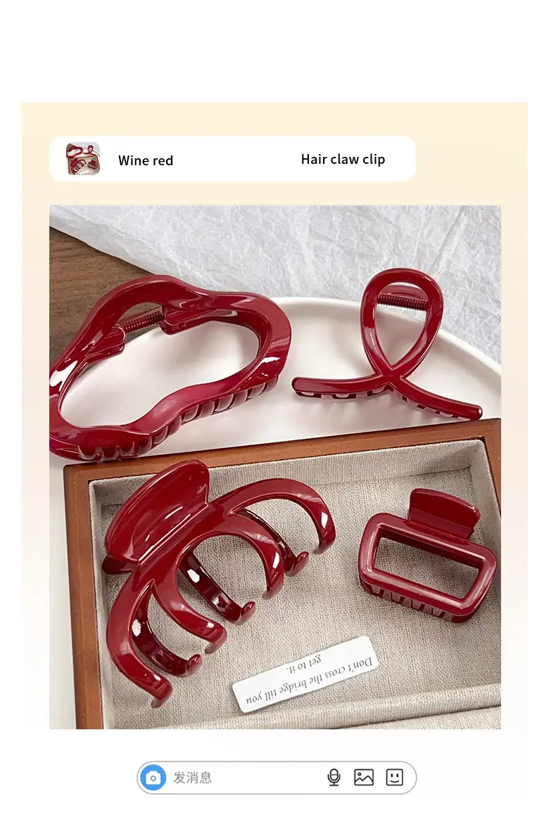 Red Large Hair Clip for Women's Niche Back of Head — feature 2