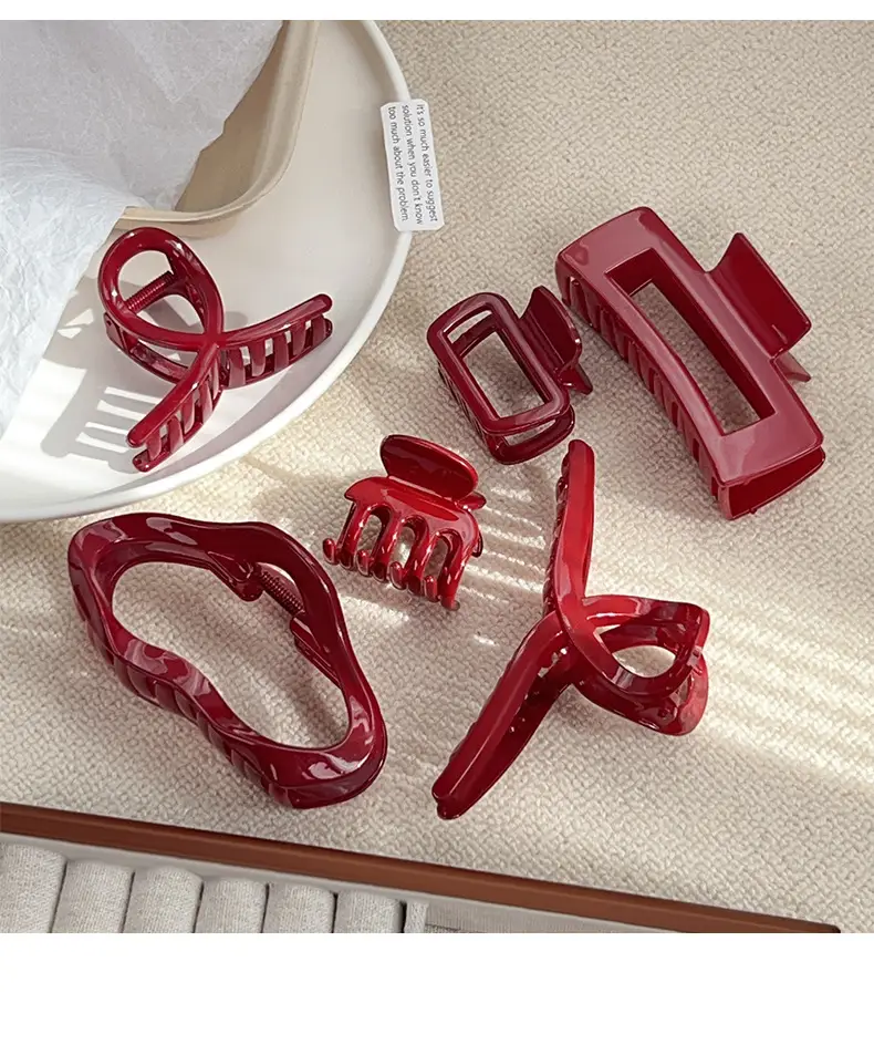 Red Large Hair Clip for Women's Niche Back of Head — feature 8