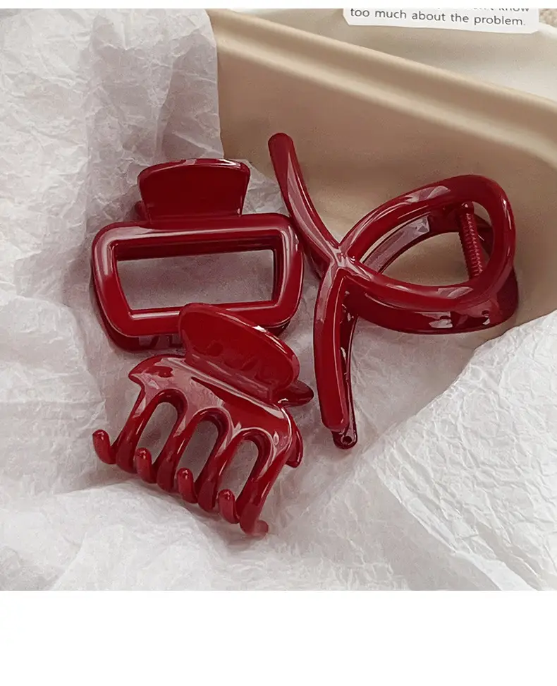 Red Large Hair Clip for Women's Niche Back of Head — feature 9
