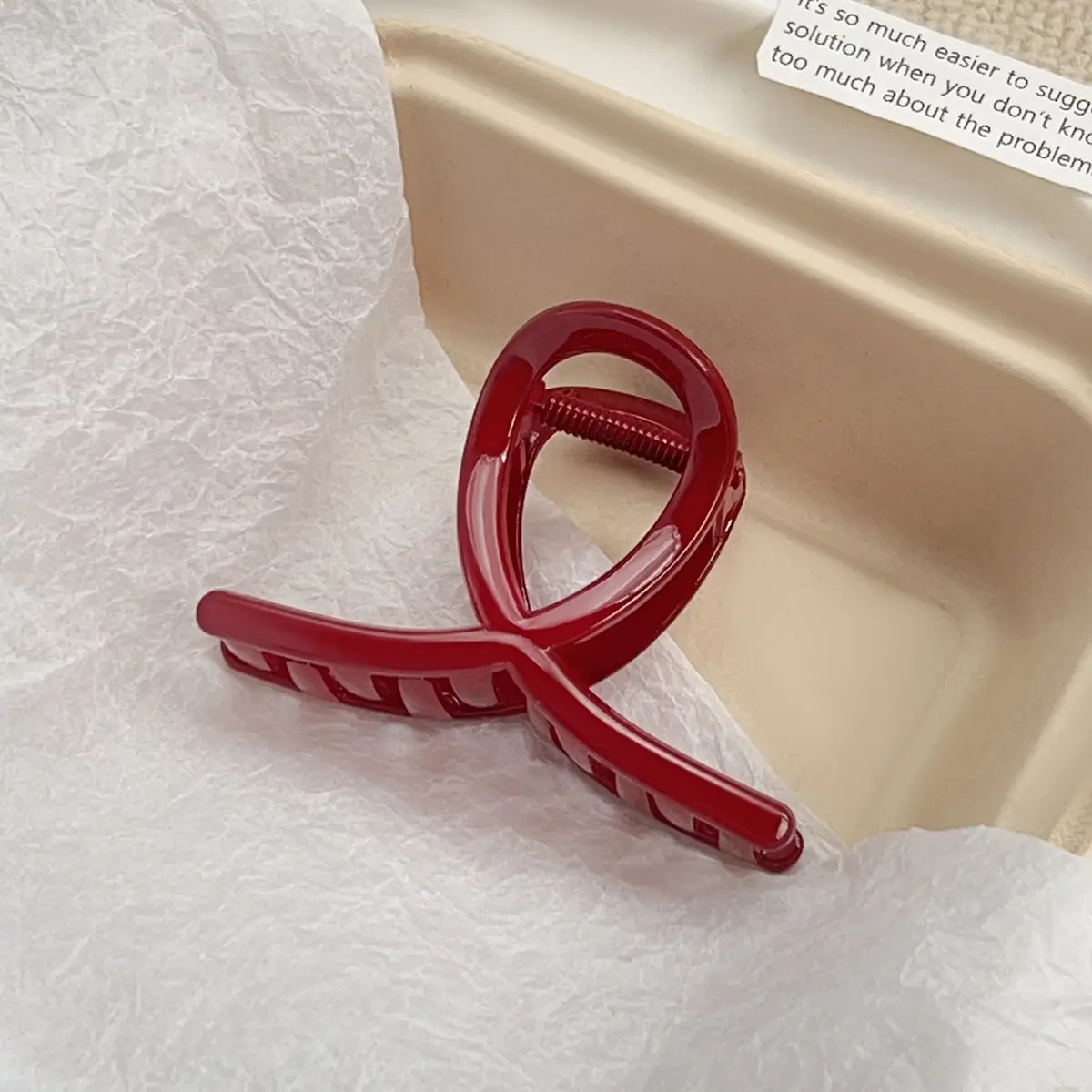 Red Large Hair Clip for Women's Niche Back of Head - Image 4