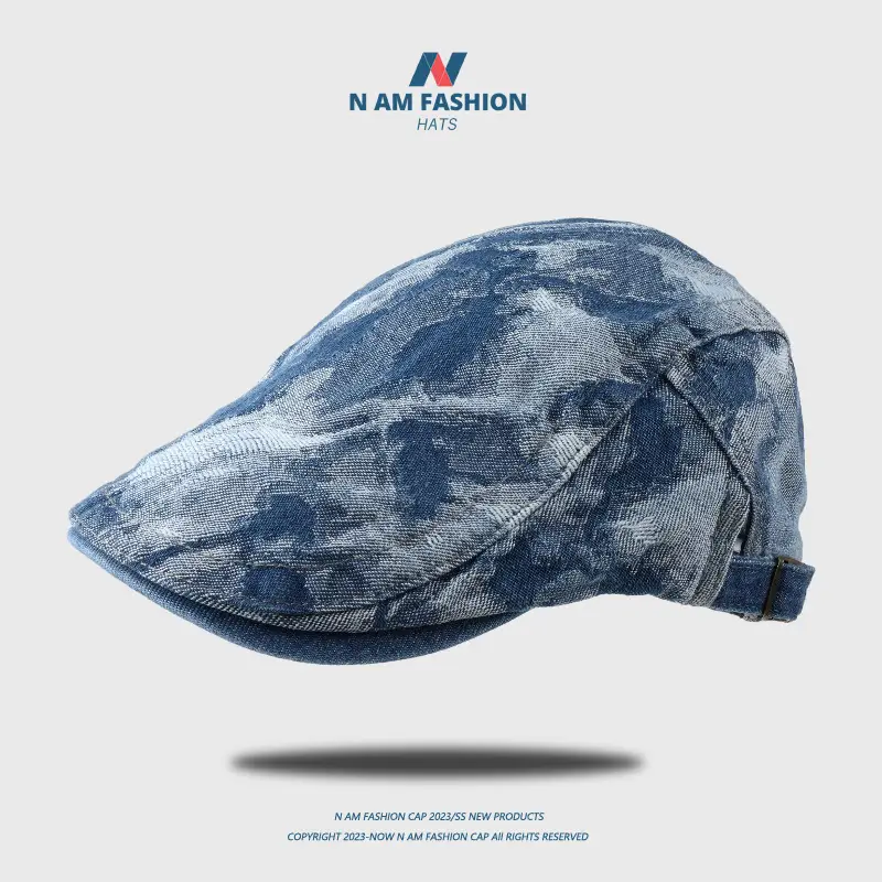 Japanese Retro Denim Peaked Cap Blue Women - Image 4