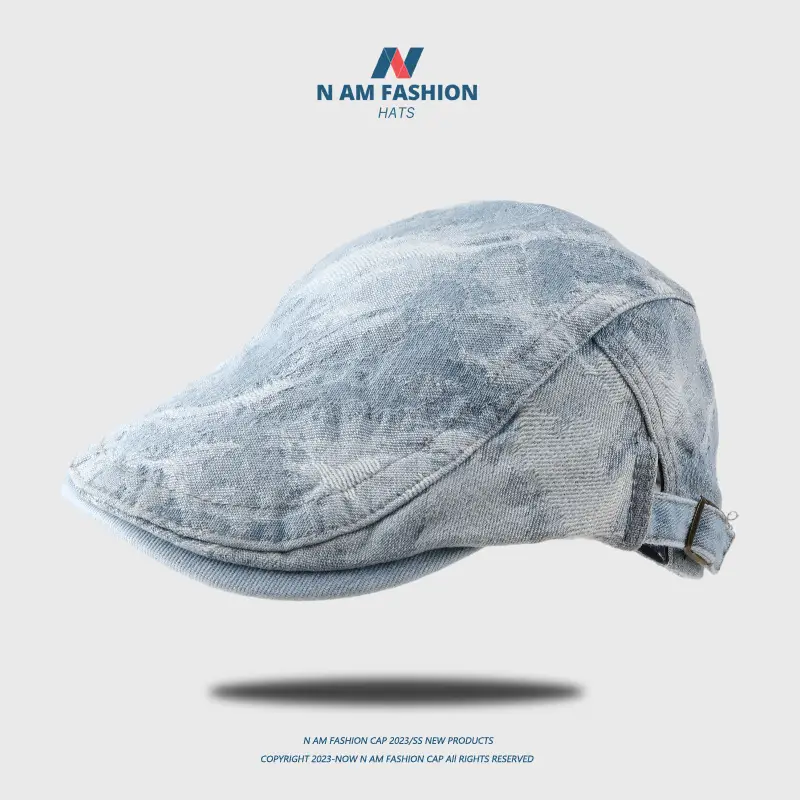 Japanese Retro Denim Peaked Cap Blue Women - Image 5