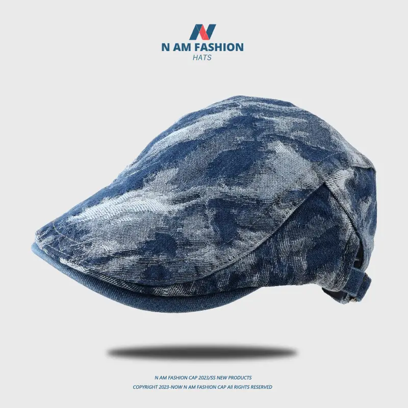 Japanese Retro Denim Peaked Cap Blue Women - Image 6
