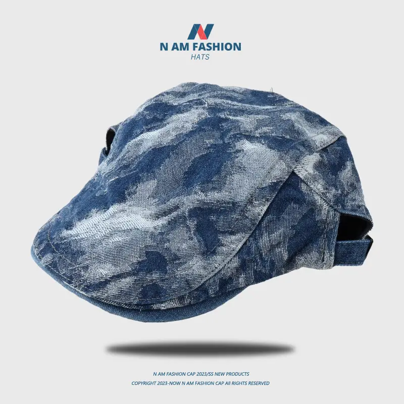 Japanese Retro Denim Peaked Cap Blue Women — feature 6