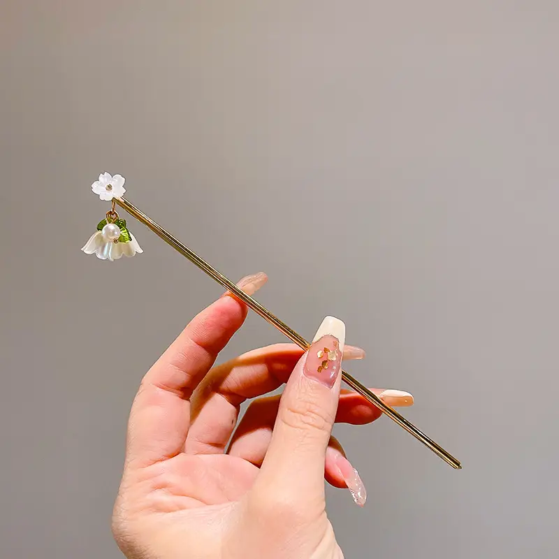 Women's Hanfu Hairpin with Tassels Gold Plated