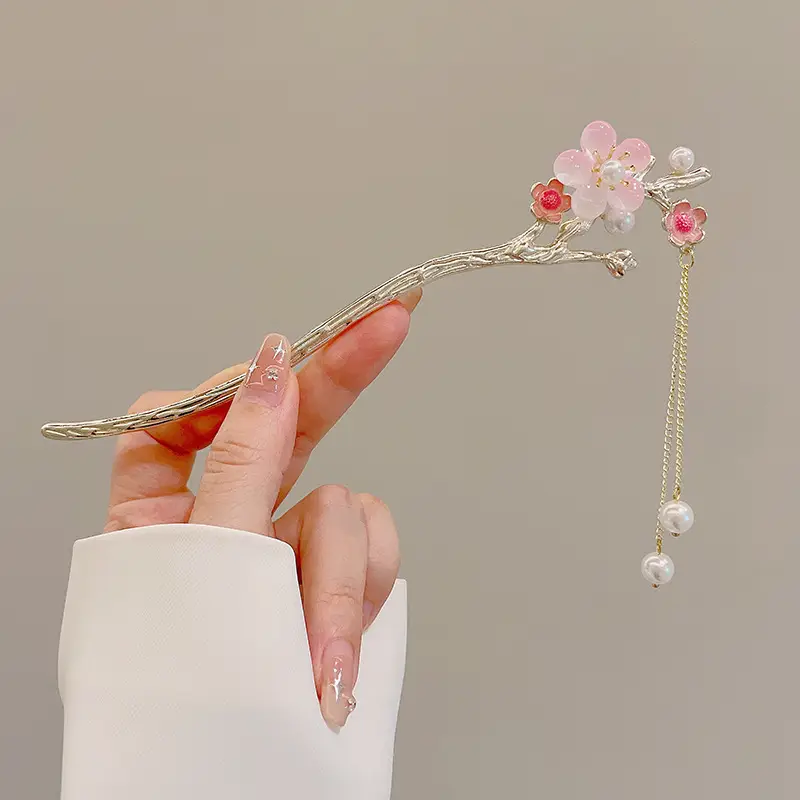 Women's Hanfu Hairpin with Tassels Gold Plated