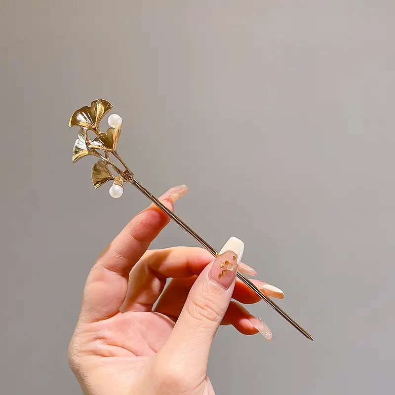 Women's Hanfu Hairpin with Tassels Gold Plated