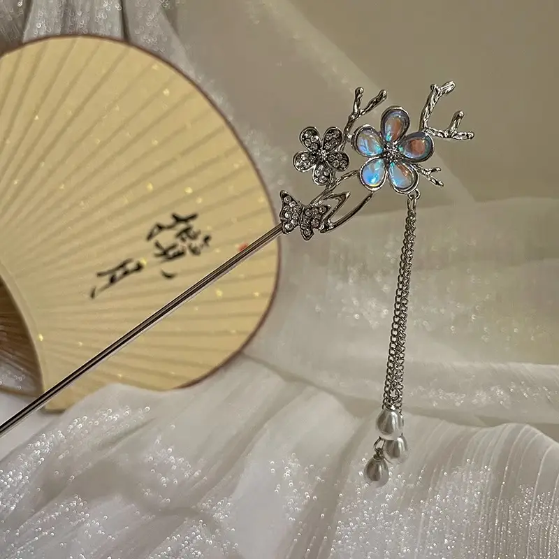 Women's Hanfu Hairpin with Tassels Gold Plated