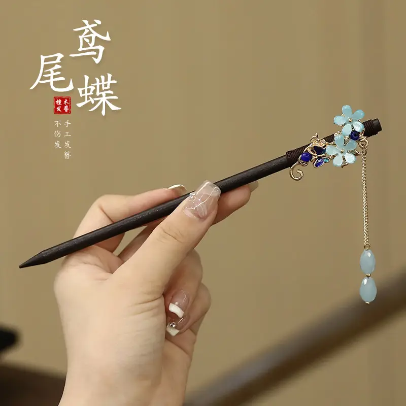 Women's Hanfu Hairpin with Tassels Gold Plated