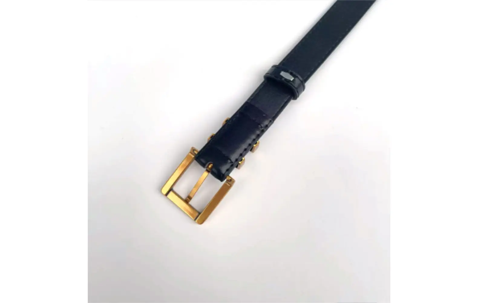 Women's Brown Leather Belt with Gold Buckle Small Size — feature 10
