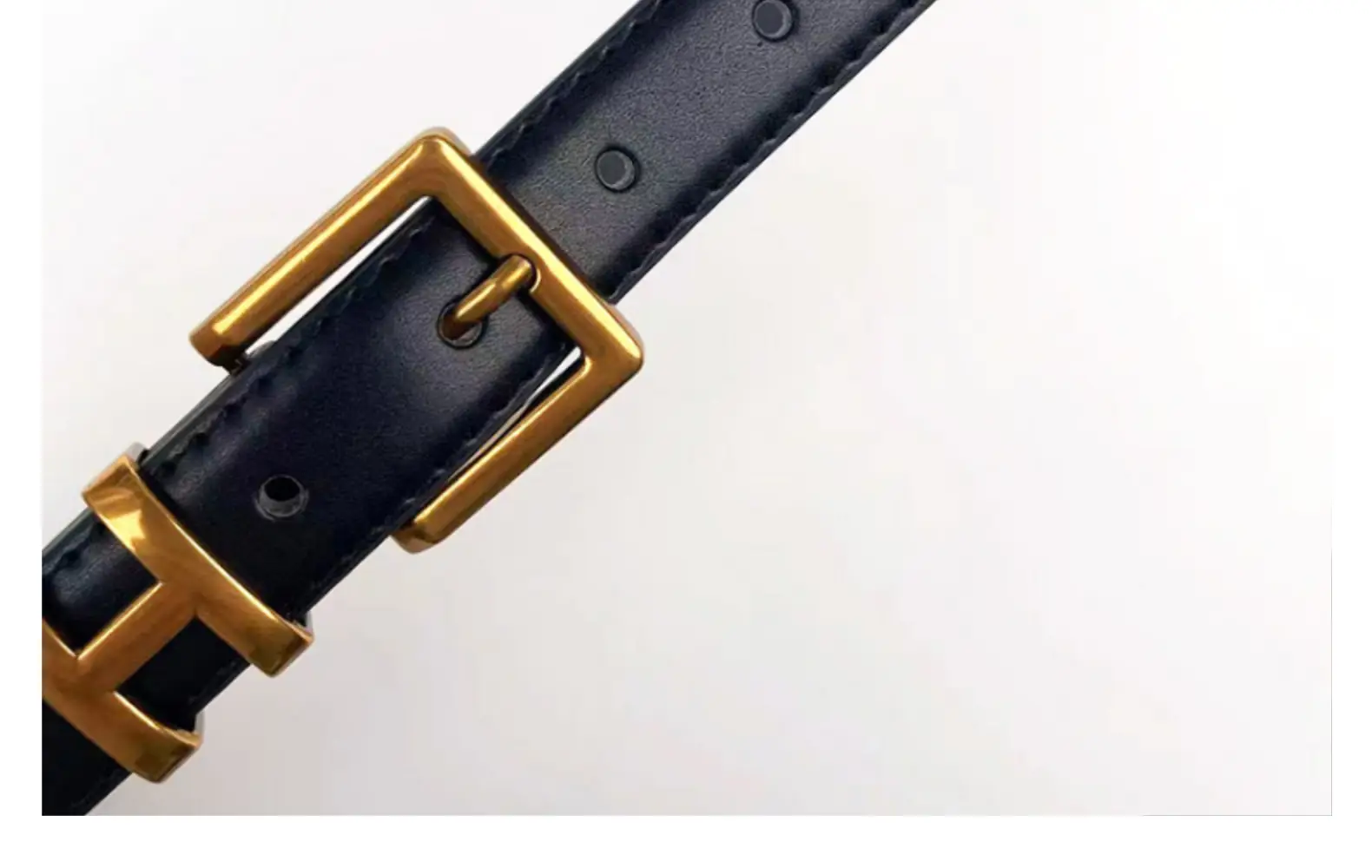 Women's Brown Leather Belt with Gold Buckle Small Size — feature 28