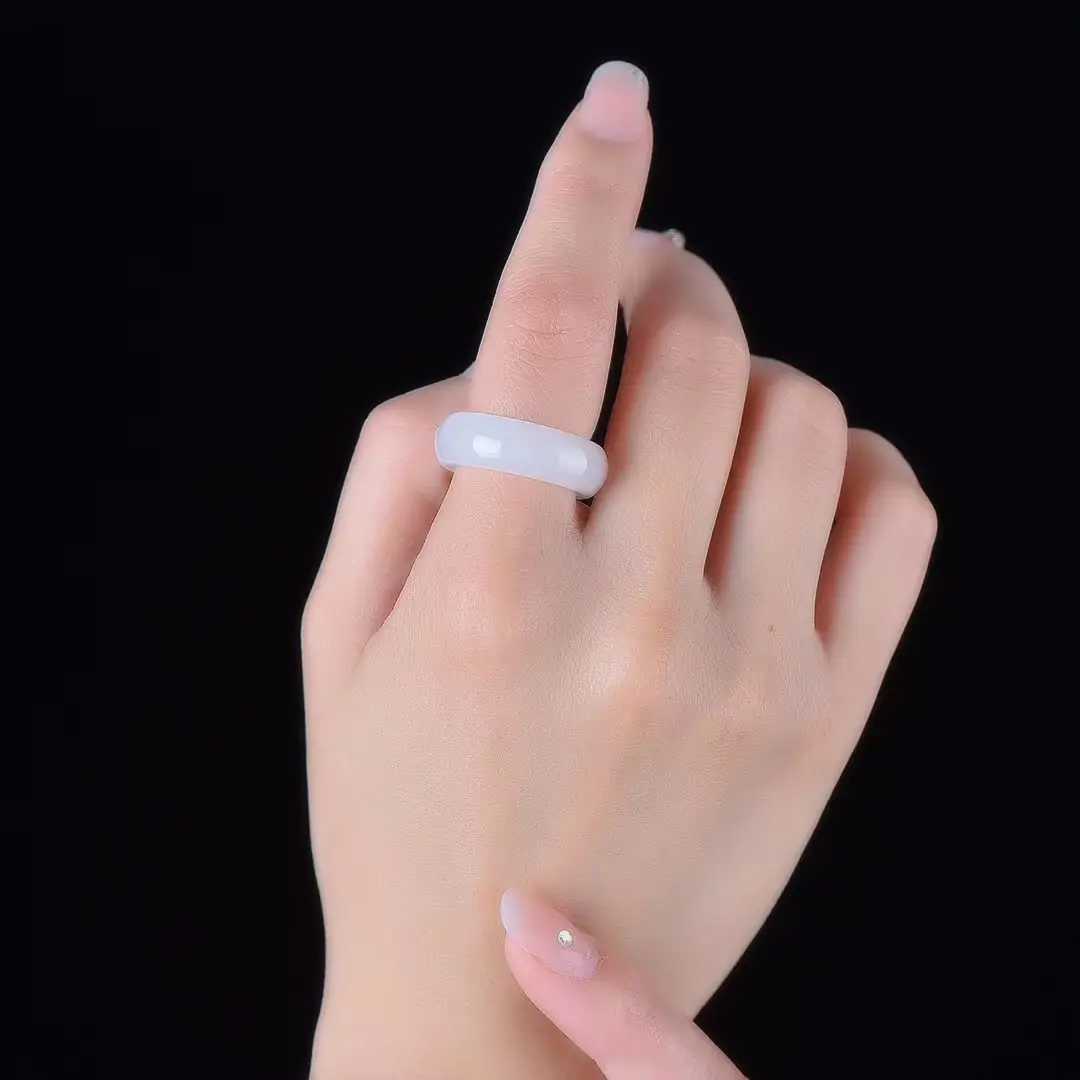 White Golden Silk Jade Ring Unisex Fashionable — feature 12