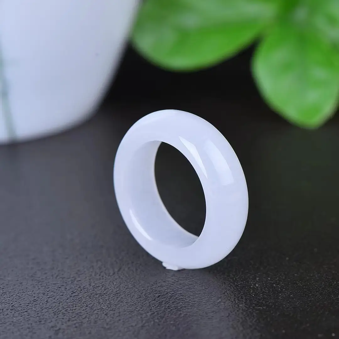 White Golden Silk Jade Ring Unisex Fashionable — feature 5