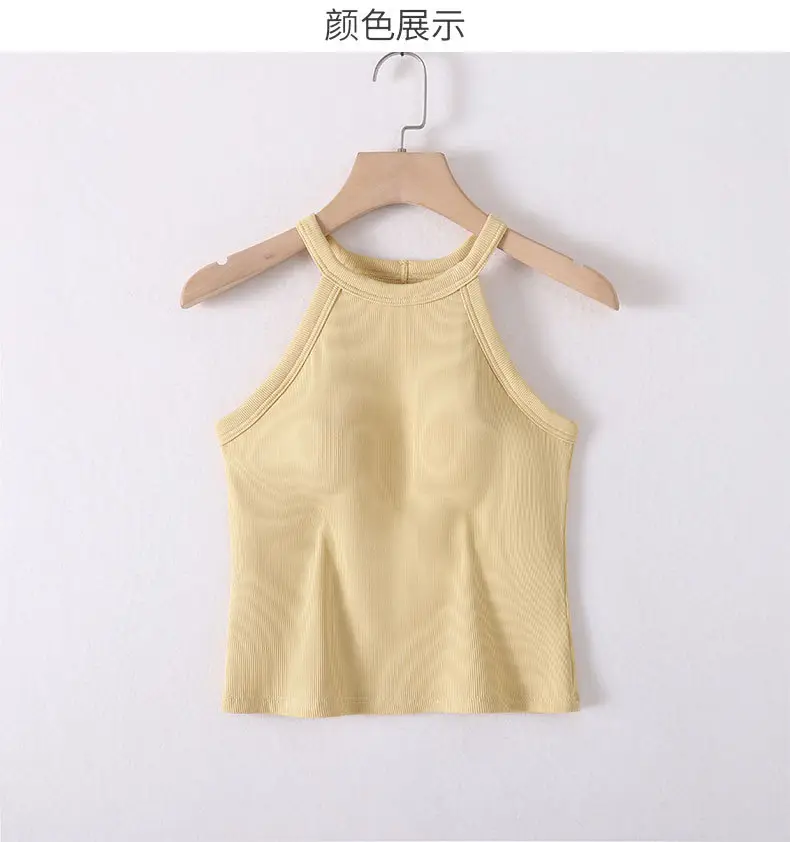 Halter Neck Tank Top with Built-In Bra Pads, Camisole with Fixed Bra Pads, Women's Plus Size Tank Top with Fixed Bra Pads — feature 4