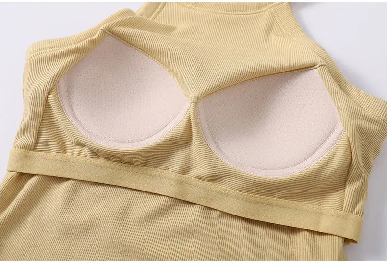 Halter Neck Tank Top with Built-In Bra Pads, Camisole with Fixed Bra Pads, Women's Plus Size Tank Top with Fixed Bra Pads — feature 9