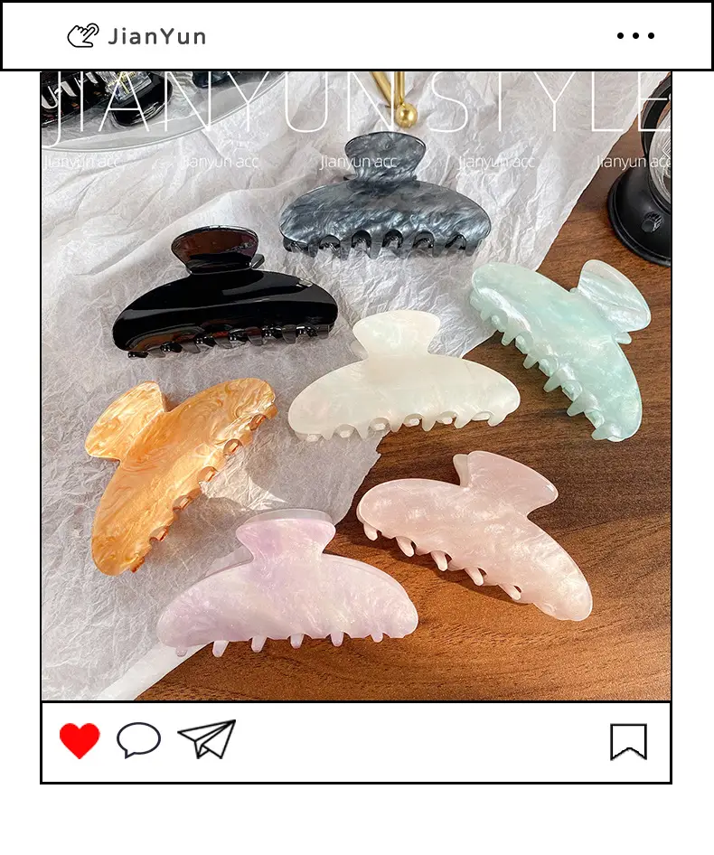 New Streamer Colorful Acrylic Shark Clip for Women — feature 2