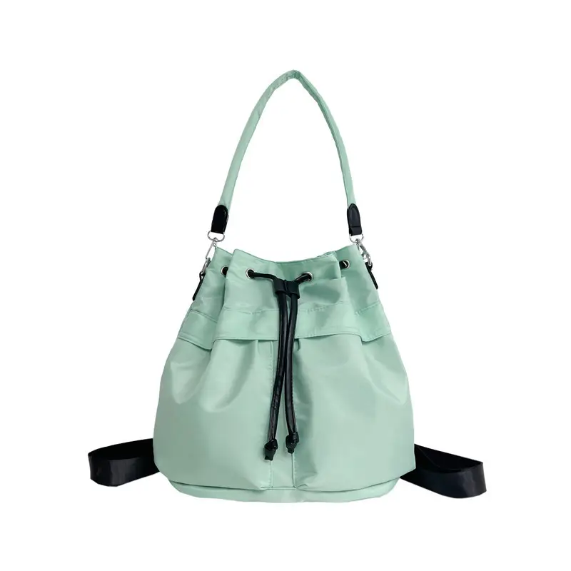 White Drawstring Shoulder Bag for Students