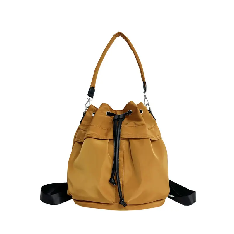 White Drawstring Shoulder Bag for Students