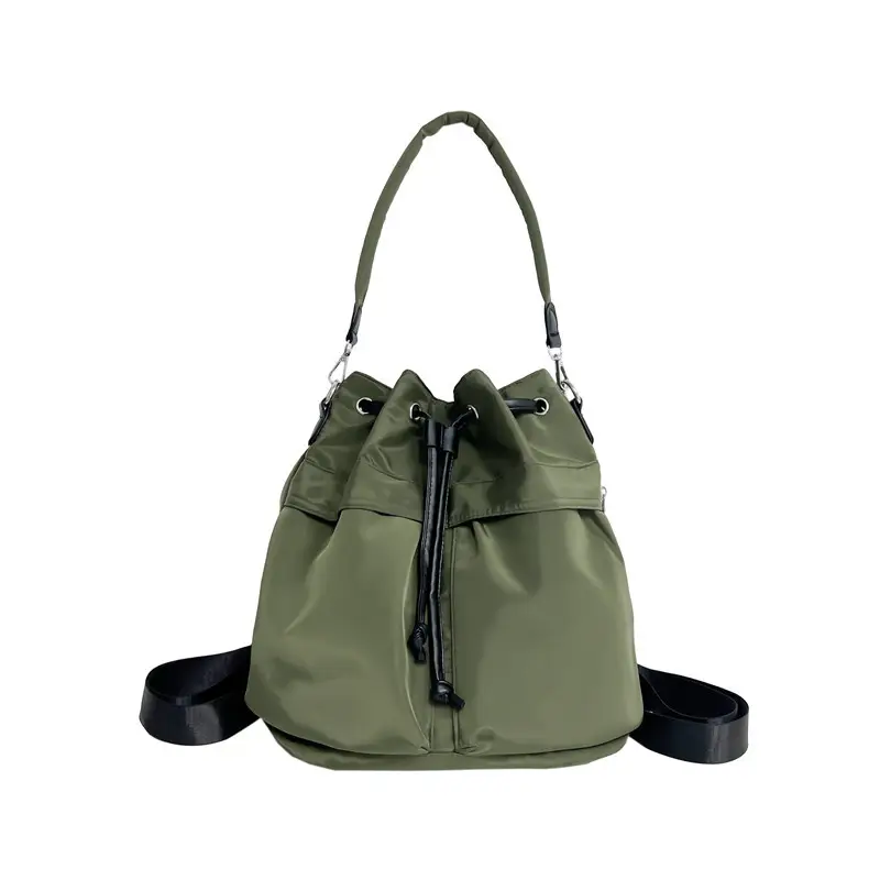White Drawstring Shoulder Bag for Students