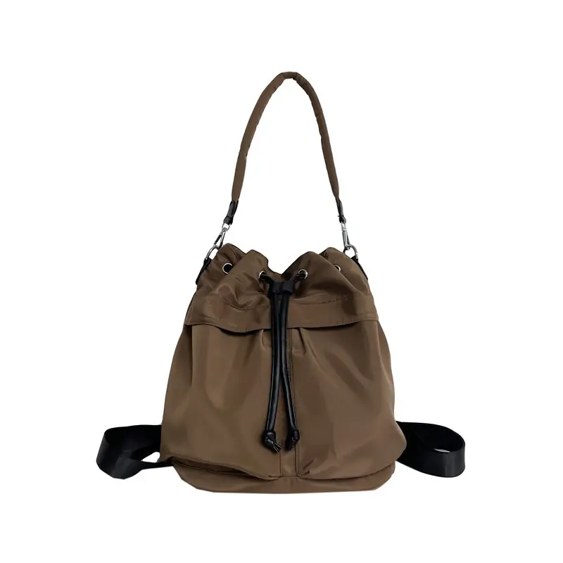 White Drawstring Shoulder Bag for Students