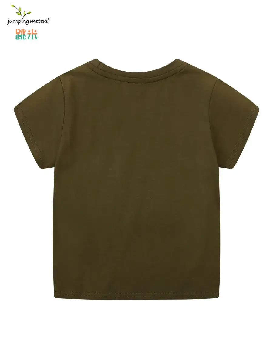 Olive Green New Kids Cotton Crewneck T-Shirt Medium - Image 5