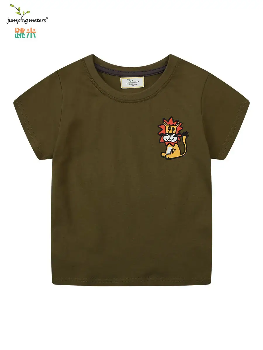 Olive Green New Kids Cotton Crewneck T-Shirt Medium - Image 6