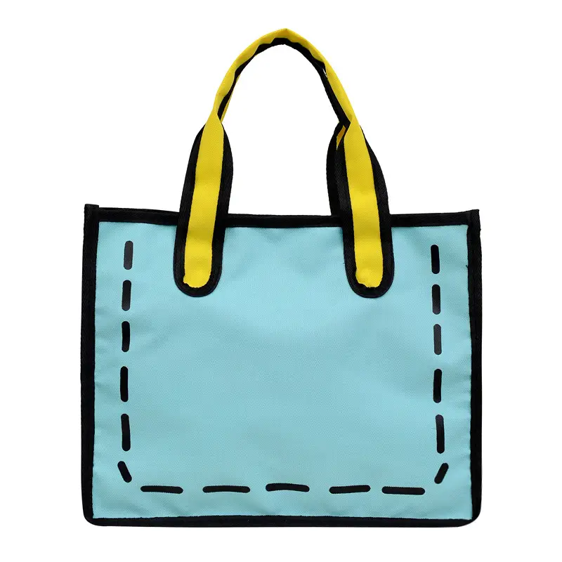 2023 Cartoon Japanese Girl Canvas Shoulder Bag Yellow Green