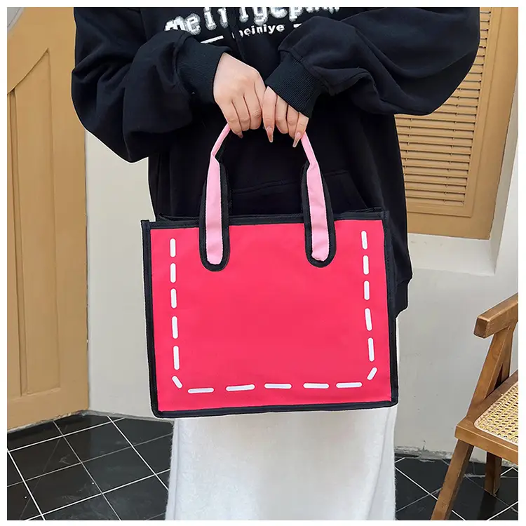 2023 Cartoon Japanese Girl Canvas Shoulder Bag Yellow Green — feature 22