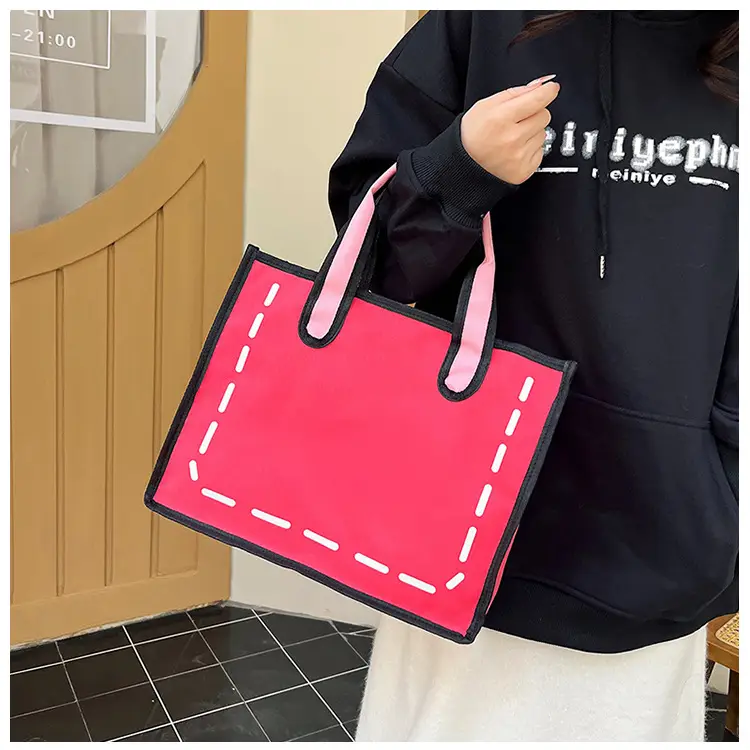 2023 Cartoon Japanese Girl Canvas Shoulder Bag Yellow Green — feature 23