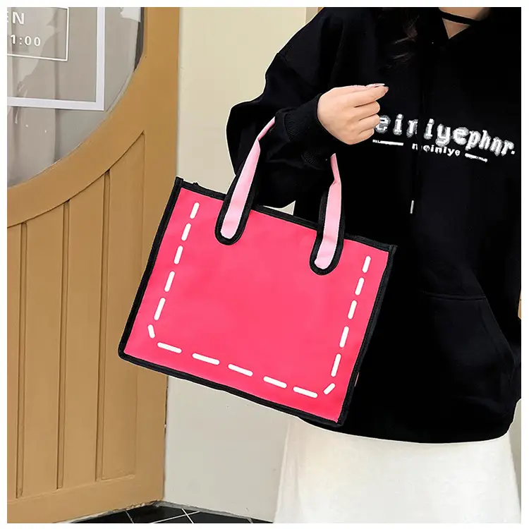 2023 Cartoon Japanese Girl Canvas Shoulder Bag Yellow Green — feature 24