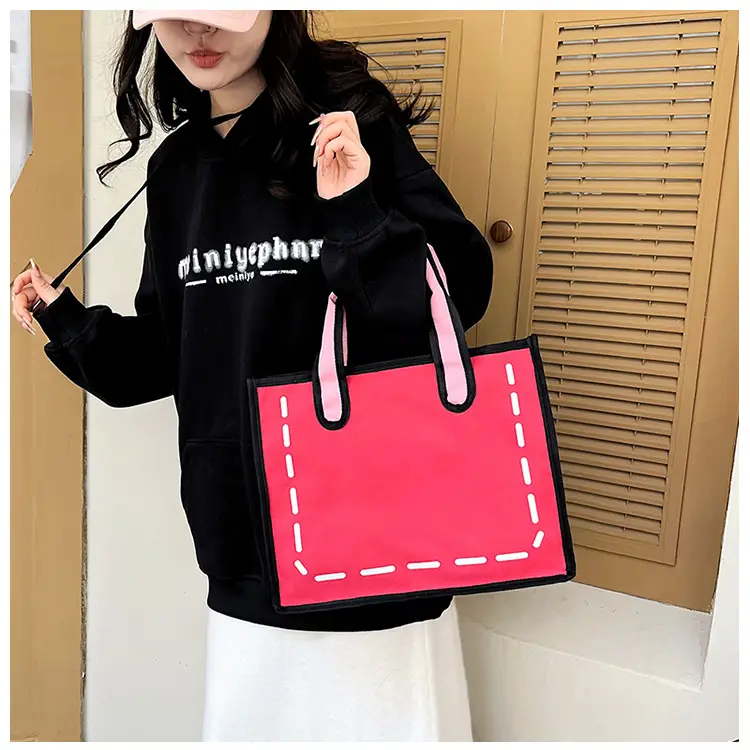 2023 Cartoon Japanese Girl Canvas Shoulder Bag Yellow Green — feature 25