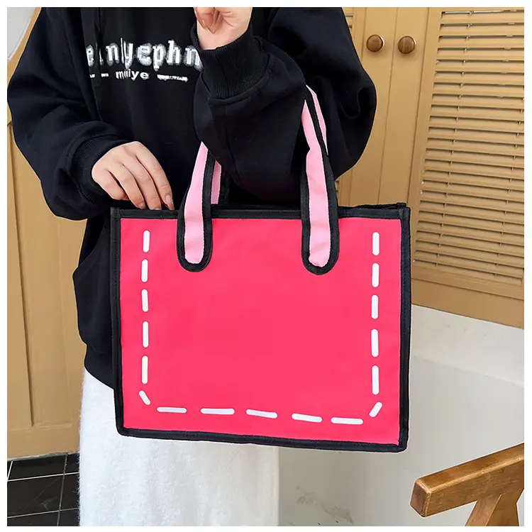 2023 Cartoon Japanese Girl Canvas Shoulder Bag Yellow Green — feature 26