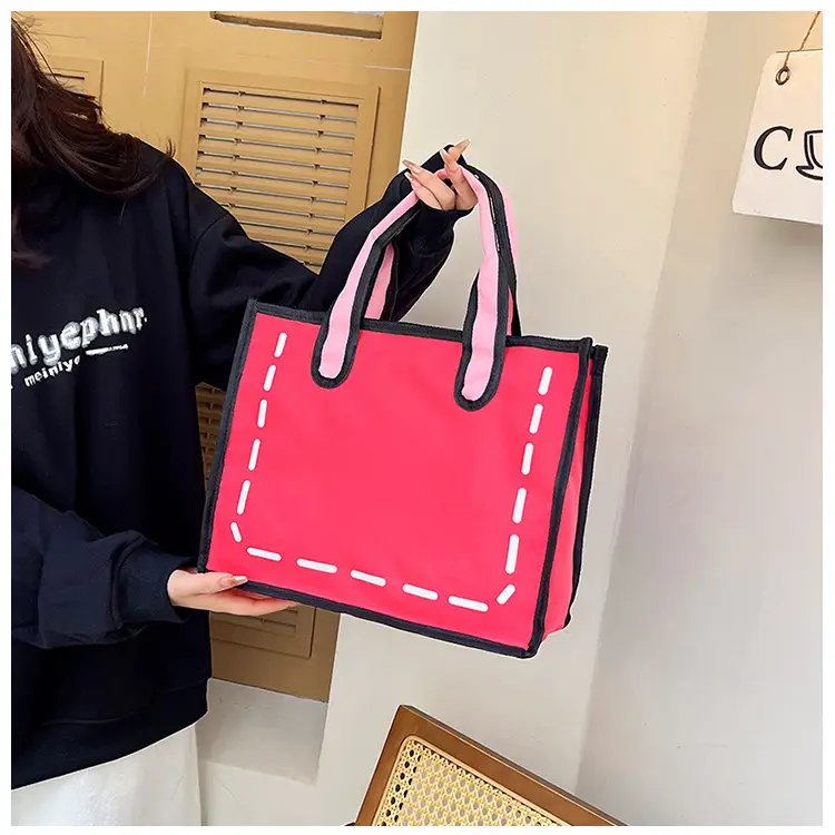 2023 Cartoon Japanese Girl Canvas Shoulder Bag Yellow Green — feature 27